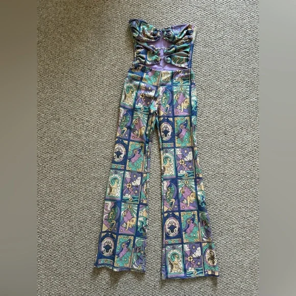 Oceanus x Anthropologie Eden Cutout Strapless Jumpsuit Jumper Purple size M - Picture 3 of 10